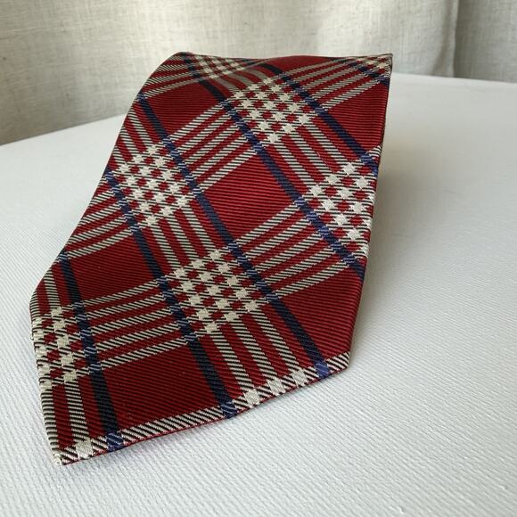 Ralph Lauren Red Plaid Silk Tie Holiday Tartan Made in USA 90s Vintage - Picture 13 of 15